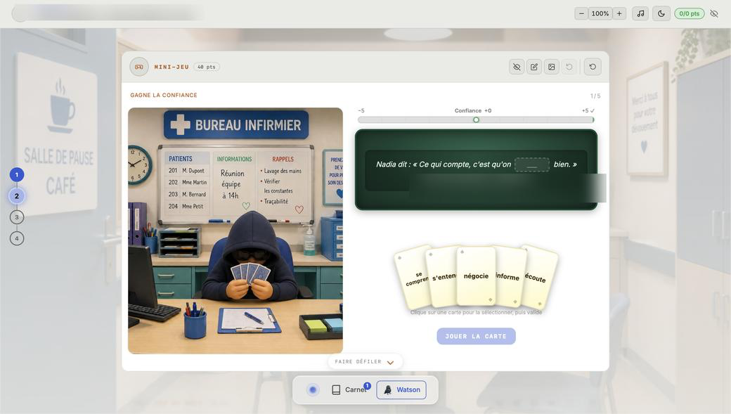 Mini-jeu poker : une main de cartes &agrave; jouer pour d&eacute;fendre sa d&eacute;cision